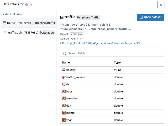 Container DataFrames Metadata - Shows rows & columns information with emojis for roles